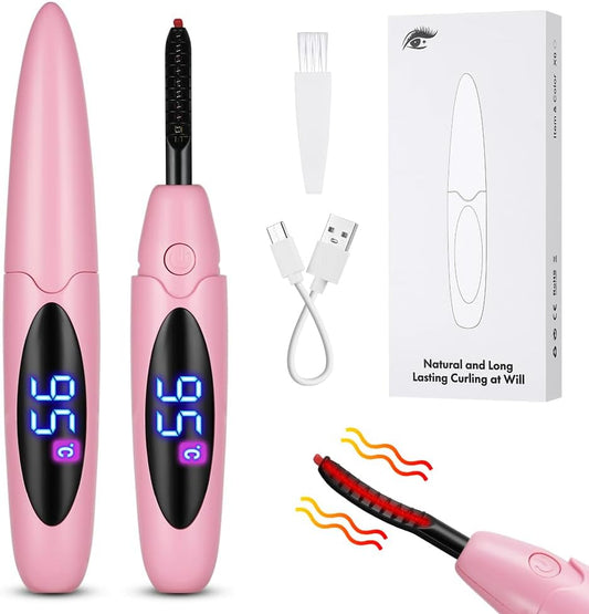 LOPHE Recourbe Cils Chauffant,Recourbe Cil Professionnel Recourbe-Cils Électrique Portable Avec Brosse 3 Modes De Température Recourbe-Cils Lash Lift USB Rechargeable Longue Durée(Rose)