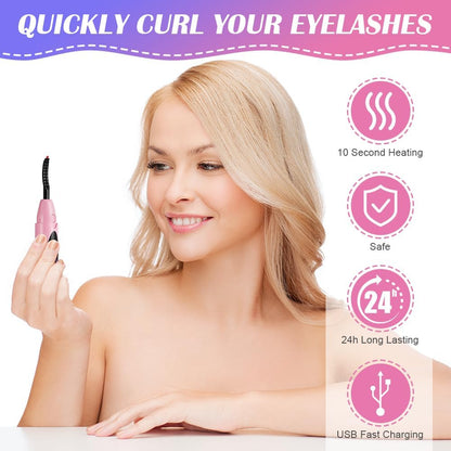 LOPHE Recourbe Cils Chauffant,Recourbe Cil Professionnel Recourbe-Cils Électrique Portable Avec Brosse 3 Modes De Température Recourbe-Cils Lash Lift USB Rechargeable Longue Durée(Rose)